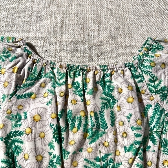 GYMBOREE Daisy Cotton Dress Green Yellow White Lined Floral Peasant Girl S 5-6 - Picture 3 of 13